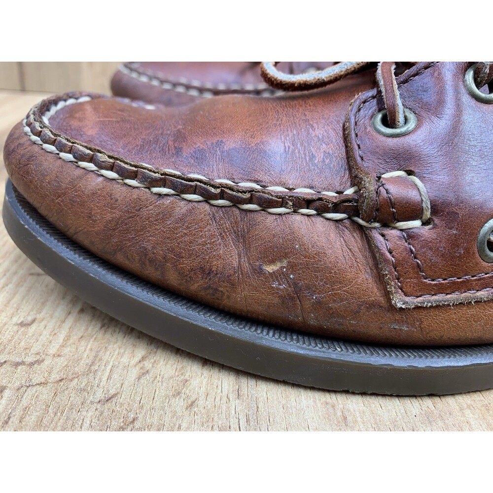 Sebago Docksides Boat Shoes Men's 9 M Brown Leather Lace Up Moc Toe Casual - Picture 12 of 16